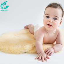 home textile yellow soft sheepskin rug for baby